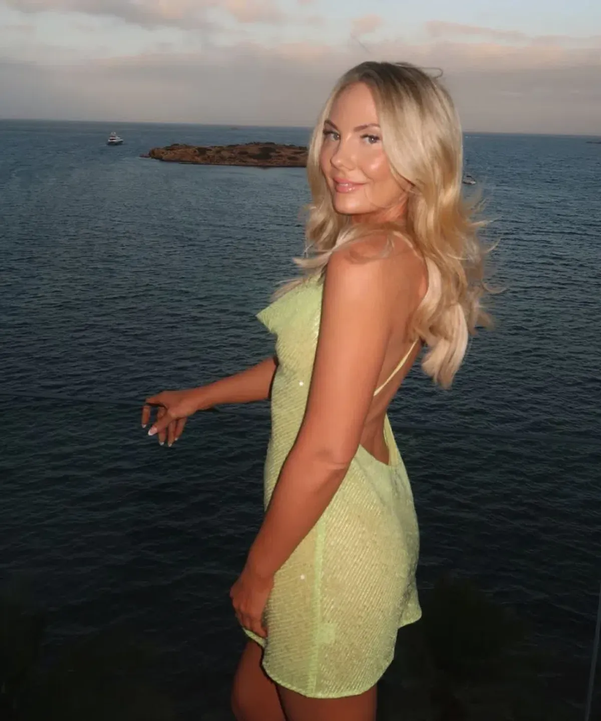 Sommer Swim Ibiza Chartreuse Mini Dress Sequin Size 8 - Image 3