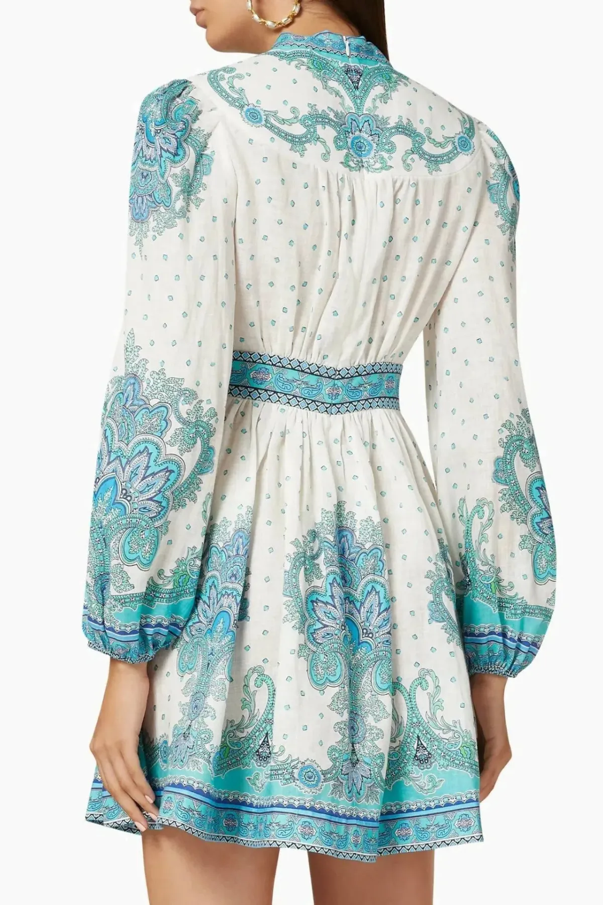 Zimmermann Bells Paisley Short Dress Blue Paisley Size 2 / AU 12 - Image 2