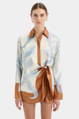 Sir the Label Sorrento Shirt Mini Dress in Sciarpa Print Size 4 / AU 14 for rent on The Volte - image 4