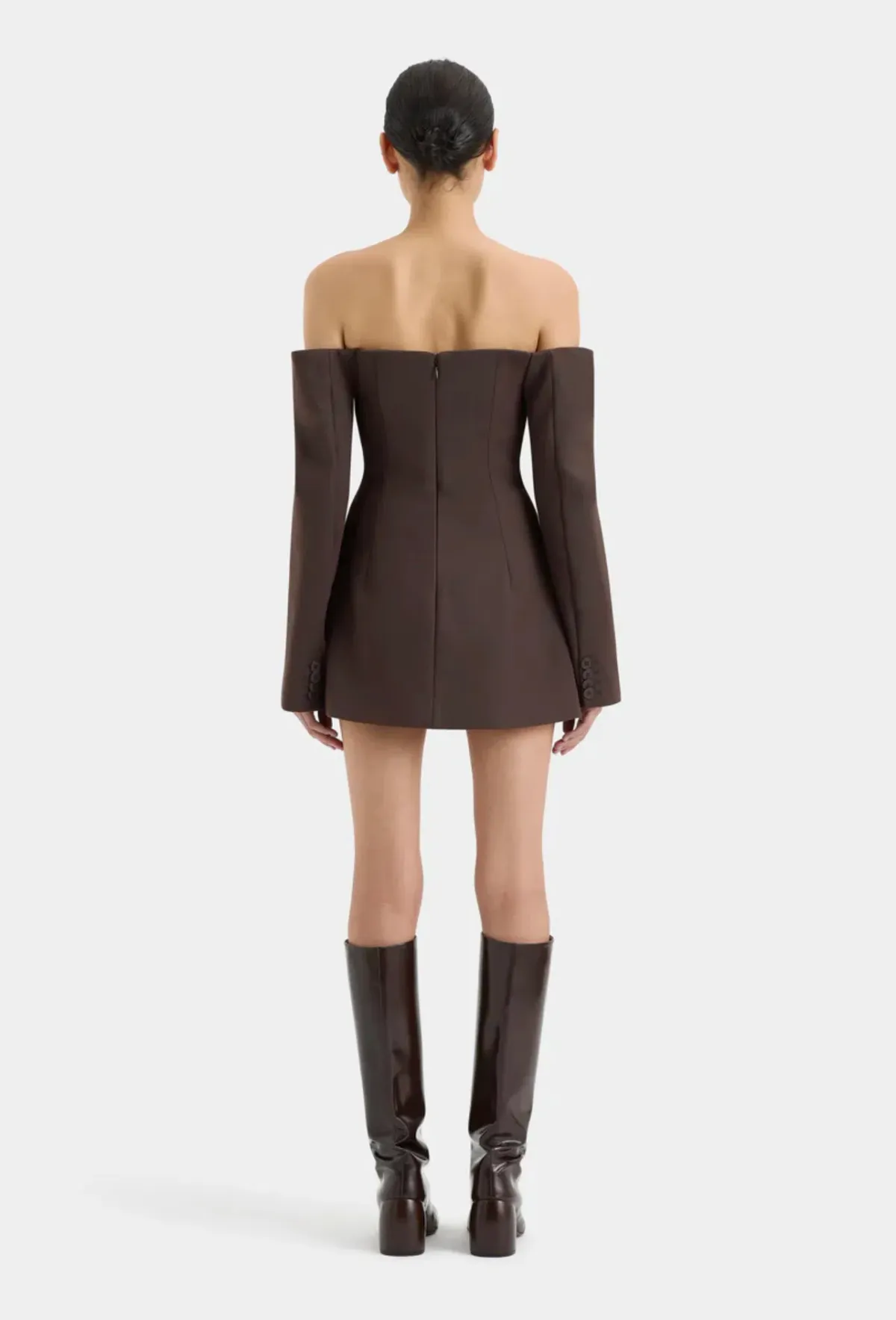 Sir the Label Sandrine Tailored Mini Dress Chocolate Brown Size 3 / AU 12 - Image 3