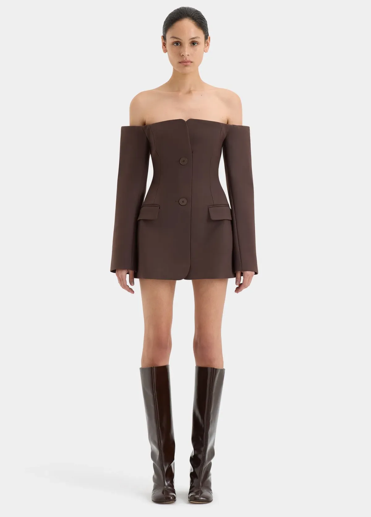 Sir the Label Sandrine Tailored Mini Dress Chocolate Brown Size 3 / AU 12 - Image 1