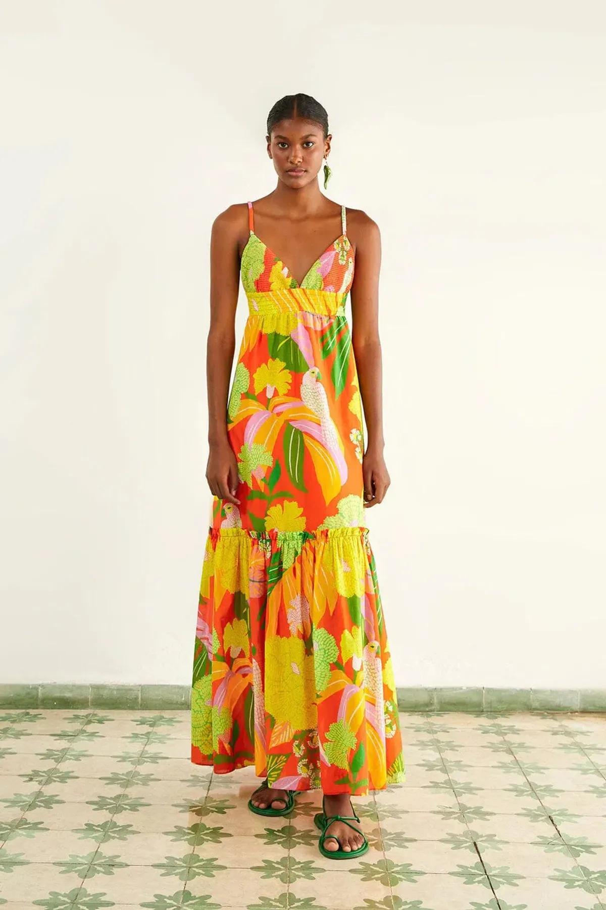 Farm Rio  Neon Floral Maxi Dress Multi Size 12 - Image 1