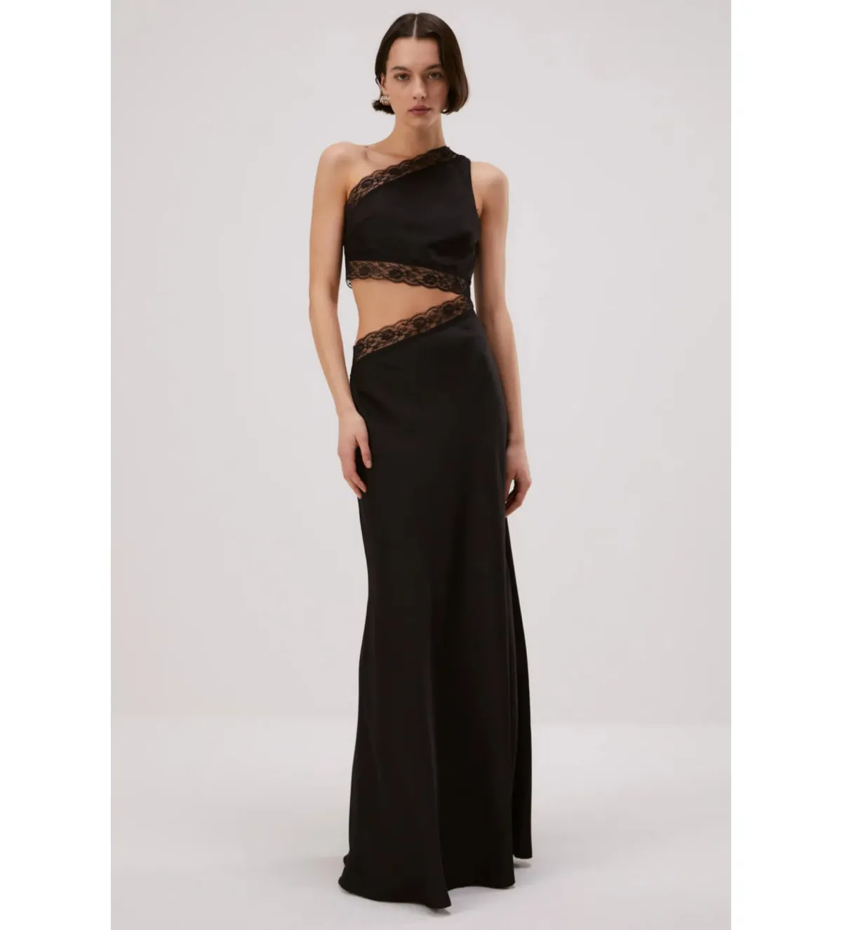 Misha Jillian Satin Maxi Dress Black Size 8 - Image 1