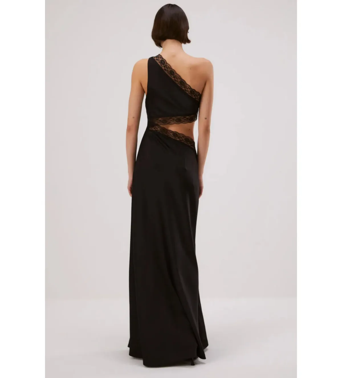 Misha Jillian Satin Maxi Dress Black Size 8 - Image 2