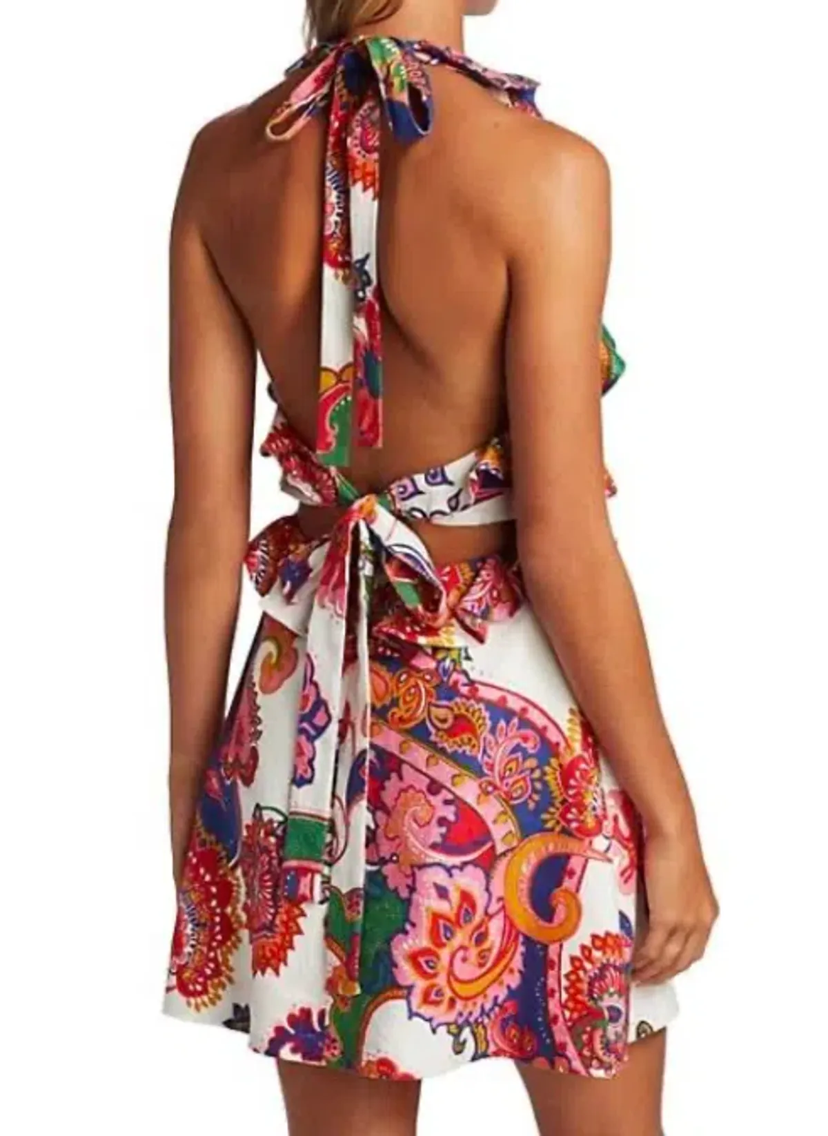 Zimmermann Lovestruck Tie Back Mini Dress Natural Paisley Floral Size 10 - Image 3