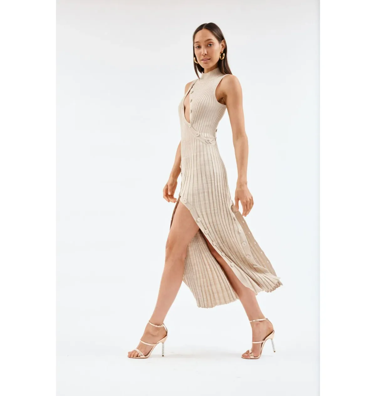 Christopher Esber Deconstruct Marle Spiral Knit Dress Tan Size XS / AU 6 - Image 5