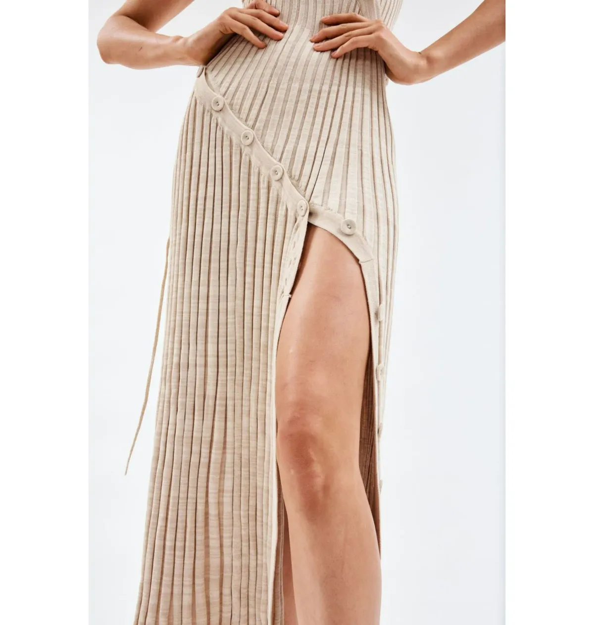 Christopher Esber Deconstruct Marle Spiral Knit Dress Tan Size XS / AU 6 - Image 4