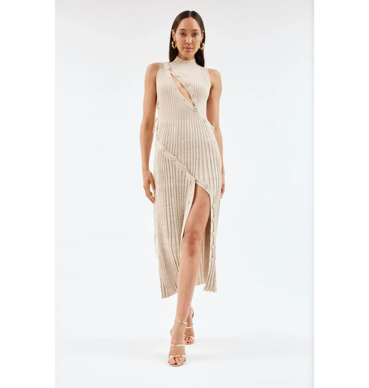 Christopher Esber Deconstruct Marle Spiral Knit Dress Tan Size XS / AU 6 - Image 1