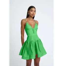 By Johnny Oriana Gather Panel Mini Dress Green Size AU 6  for rent on The Volte - image 3