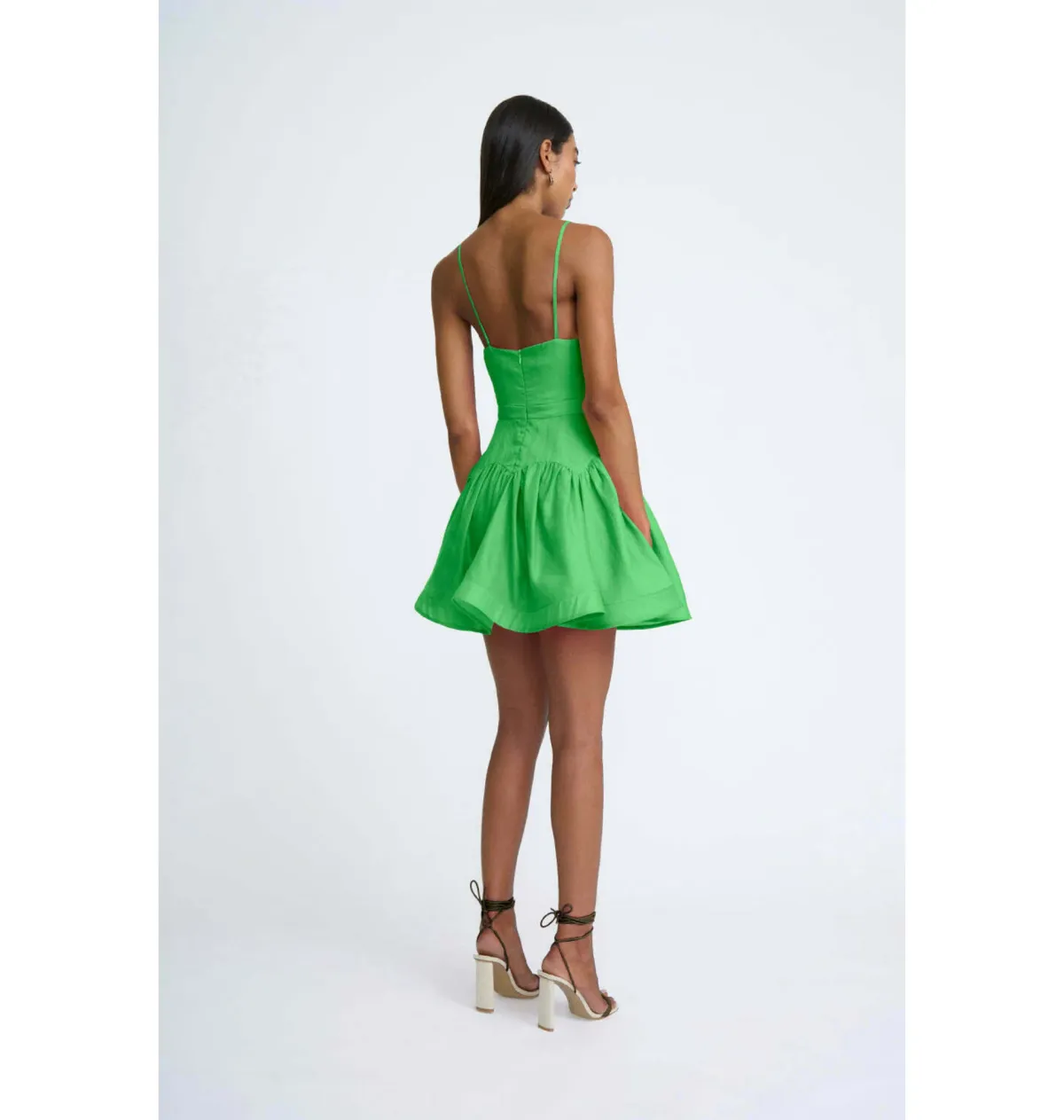 By Johnny Oriana Gather Panel Mini Dress Green Size AU 6 - Image 2