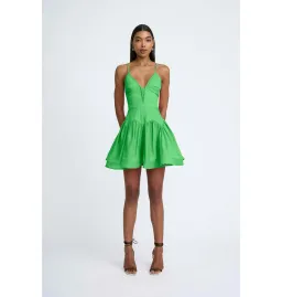 By Johnny Oriana Gather Panel Mini Dress Green Size AU 6  for rent on The Volte - image 1