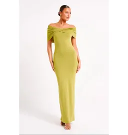 Meshki Terese Off Shoulder Knit Maxi Dress in Parakeet Green Size S / AU 8 for rent on The Volte - image 1