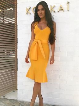 Kookai Miami Tie Dress Mango Yellow Size 8 for rent on The Volte - image 1