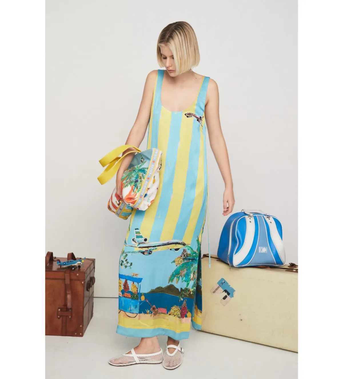Alemais All Aboard Sleeveless Midi Dress Print Size AU 16 - Image 1