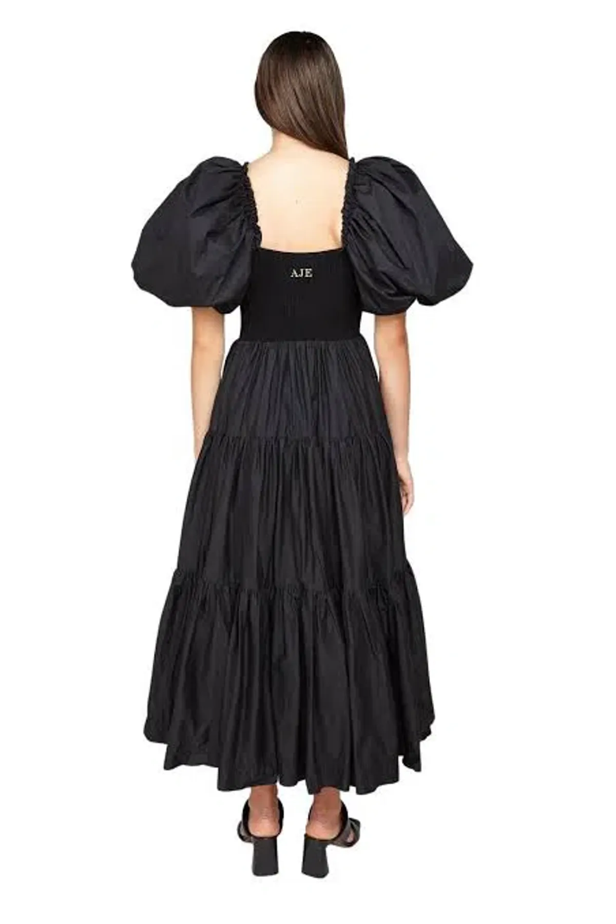 Aje Casa Puff Sleeve Midi Dress in Black Size 12 - Image 3