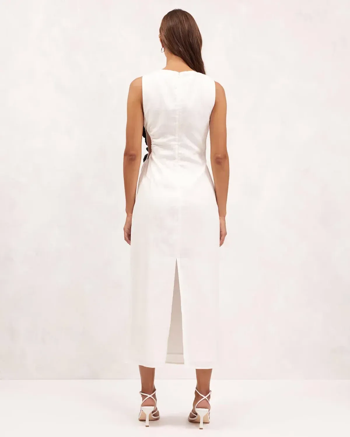 Aere Premium Rosette Midi Dress White Size AU 8 - Image 3
