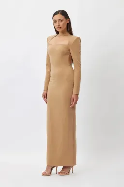 BIANCA & BRIDGETT MACKENZIE BACKLESS DRESS BEIGE for rent on The Volte - image 4