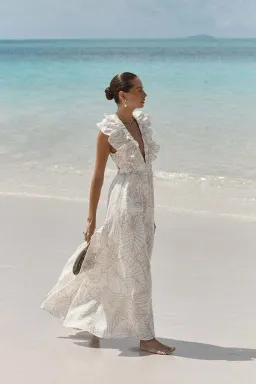 Dissh Malta Palm Frill Dress Print Size AU 8 for rent on The Volte - image 3
