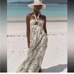 Dissh Malta Palm Linen Halter Maxi Dress size 8  for rent on The Volte - image 3