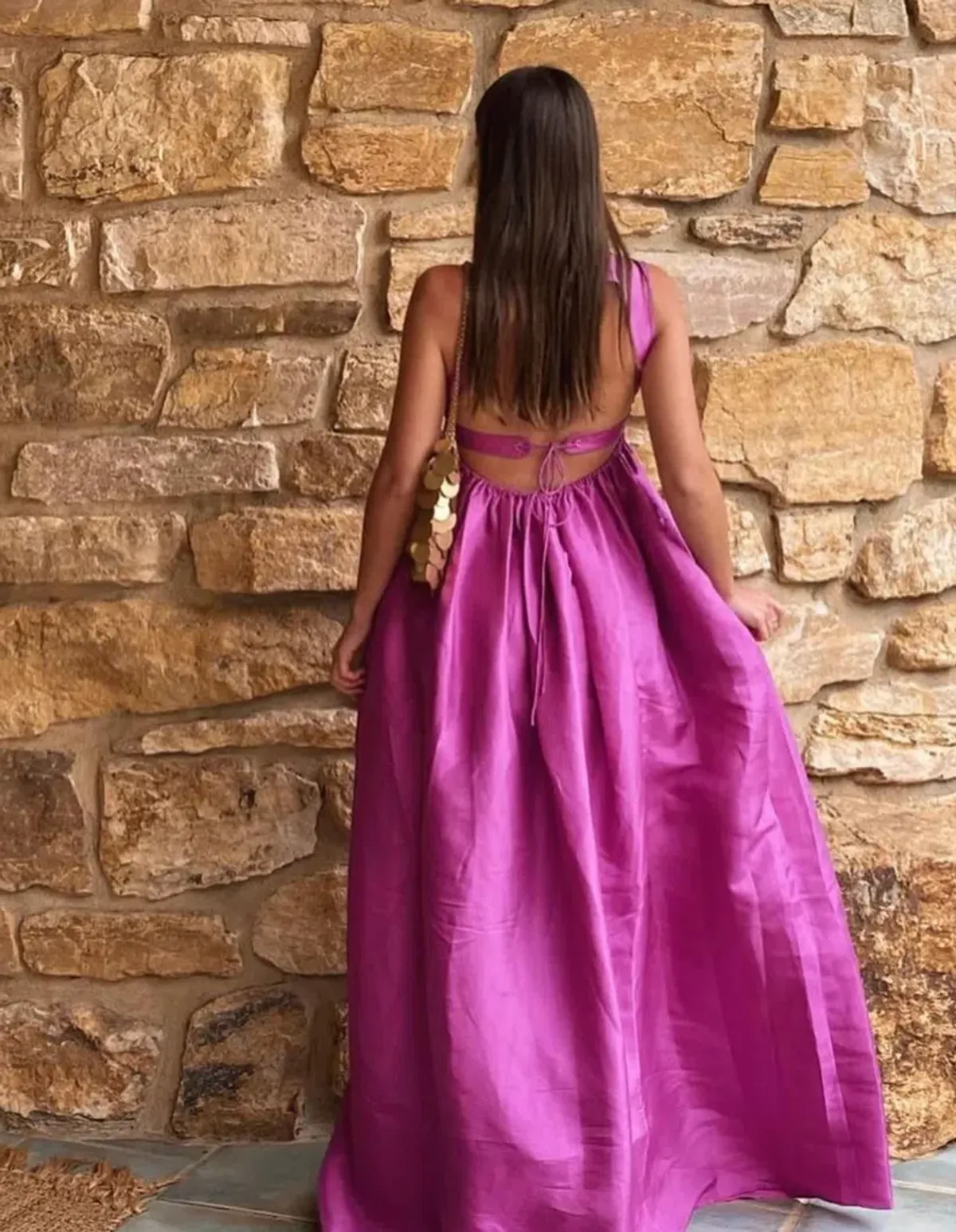 Oroton Strappy Maxi Sundress In Magenta Size AU 8  - Image 4