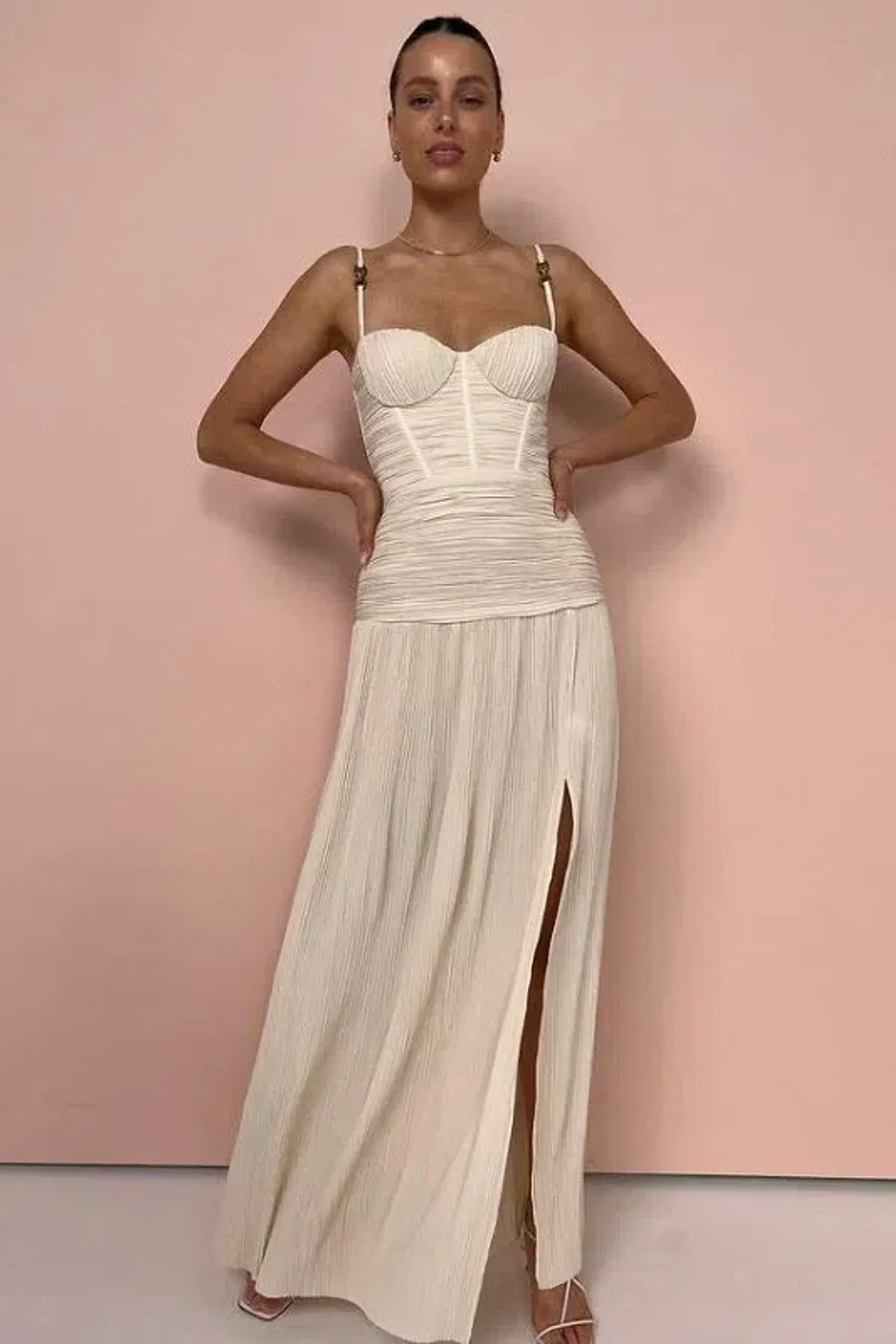 Manning Cartell Double Time Pleat Dress In Nougat // Size 10  - Image 7