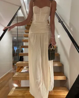 Manning Cartell Double Time Pleat Dress In Nougat // Size 10  for rent on The Volte - image 6