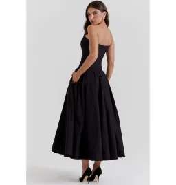 House of CB Lady Strapless Midi Dress Black Size AU 8  for rent on The Volte - image 2