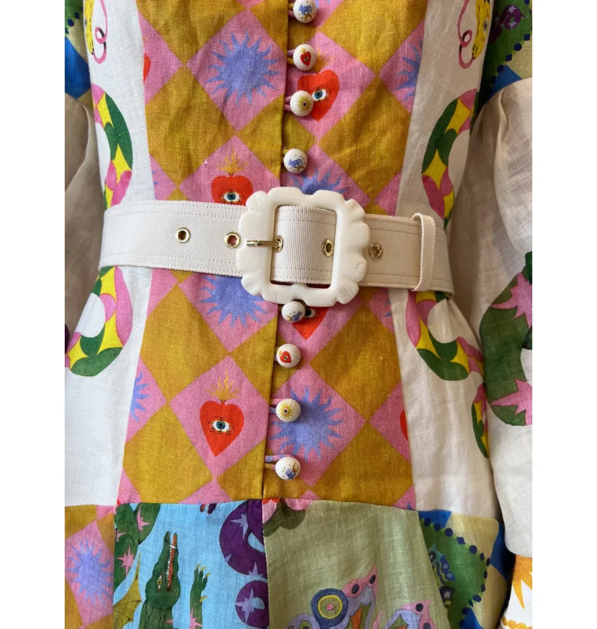 Alemais Lou Balloon Sleeve Shirtdress Multi Size AU 16  - Image 3