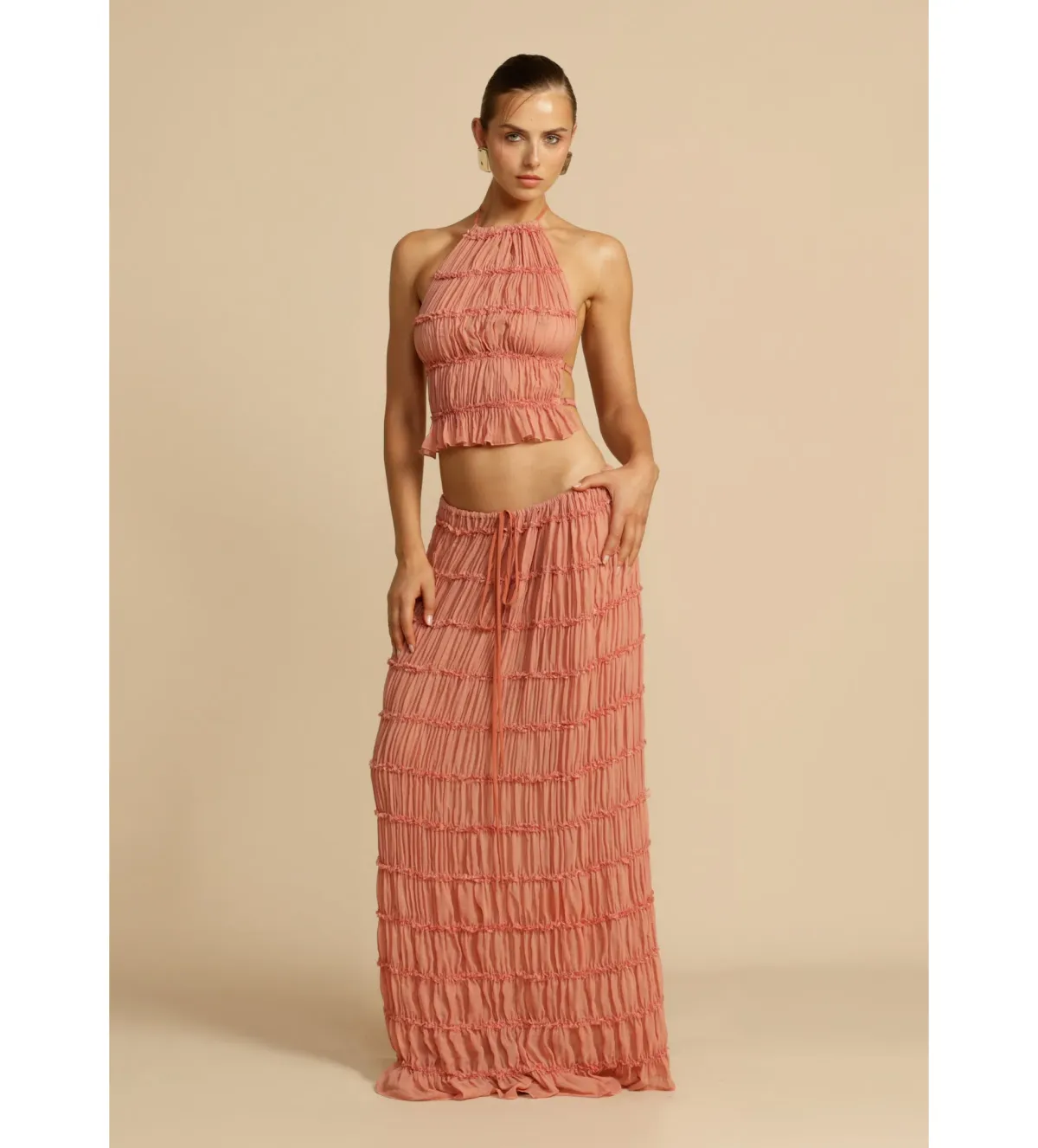 Arcina Ori Juliette Halter and Skirt Set in Peach Size 8 - Image 1