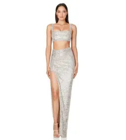 Nookie Liberty Crop + Skirt Set Silver Size S/Au 8 for rent on The Volte - image 1