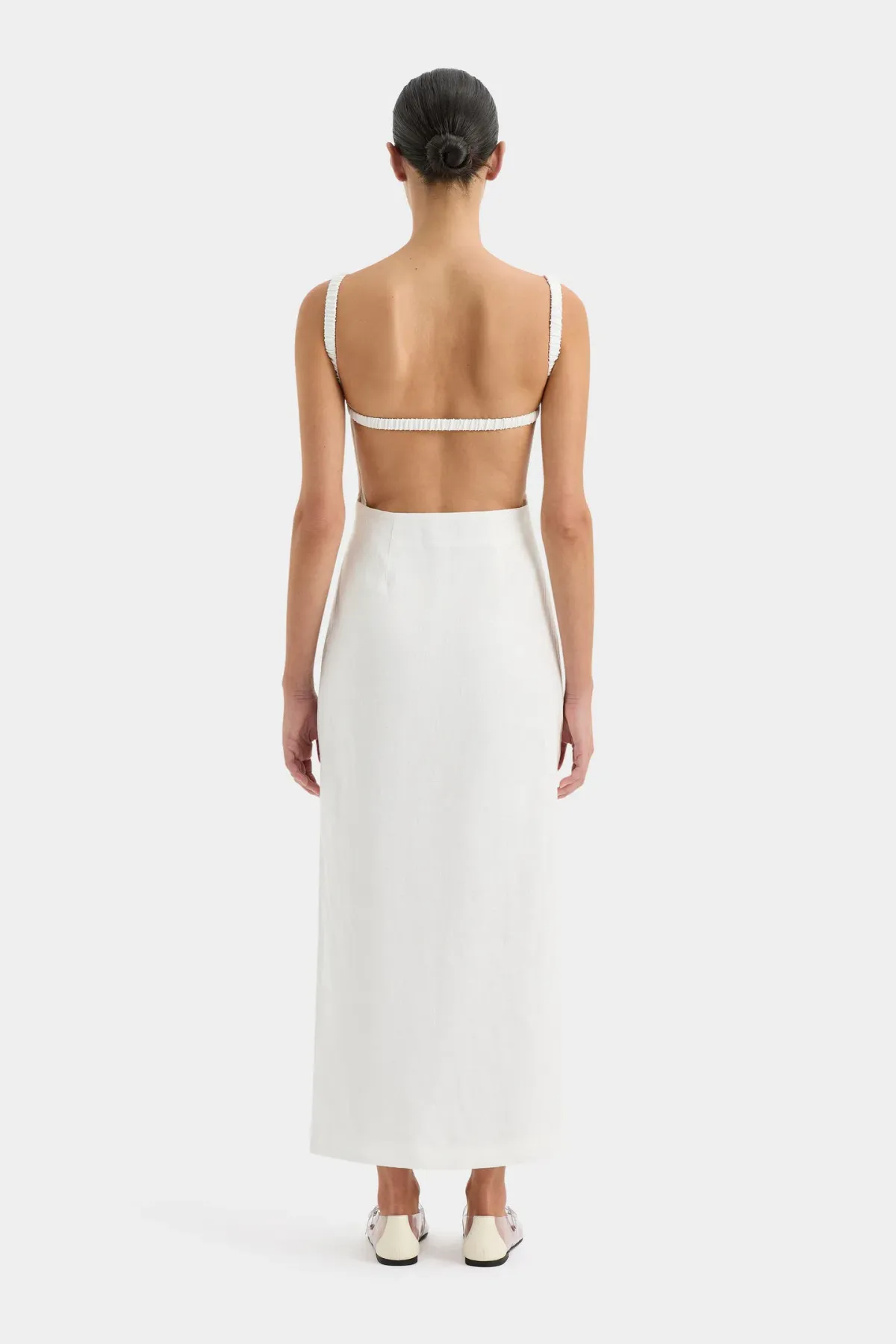 Sir the Label Primrose Ruched Midi Dress Ivory White Size 1 / AU 8 - Image 3