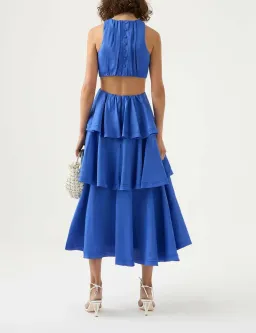 Aje Wave Cut Out Ring Midi Dress Marine Blue Size 8 for rent on The Volte - image 3