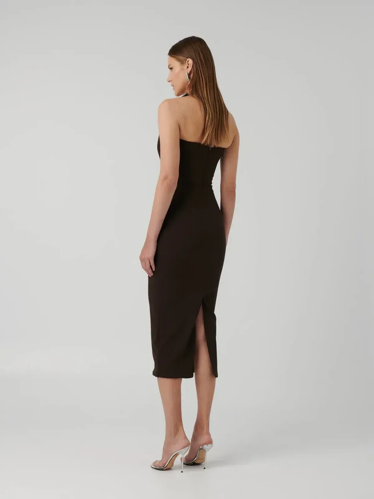 Effie Kats Meline Midi Dress Coffee Brown Size M / AU 10 - Image 3