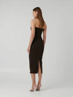 Effie Kats Meline Midi Dress Coffee Brown Size M / AU 10  for rent on The Volte - image 3