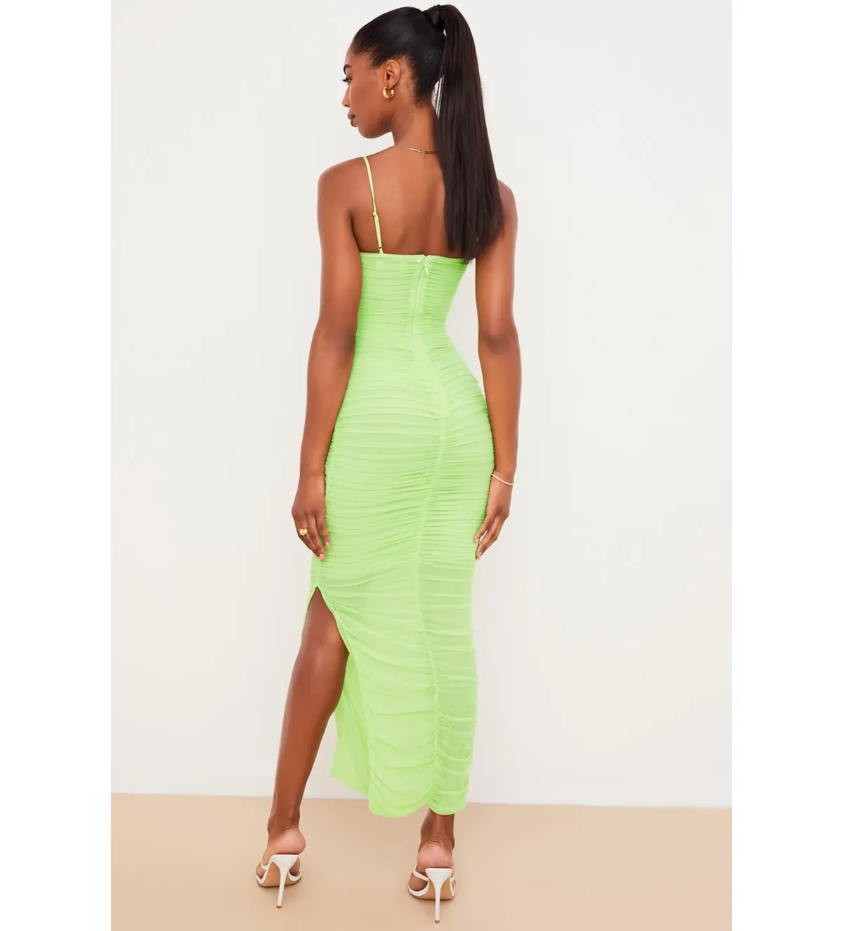 House of CB Fornarina Organza Mesh Maxi Dress Lime Size 10 - Image 3