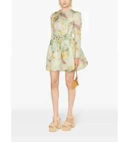 Zimmermann Matchmaker Tulip Mini Dress in Mint Tropical Floral Size 2/Au 12  for rent on The Volte - image 1