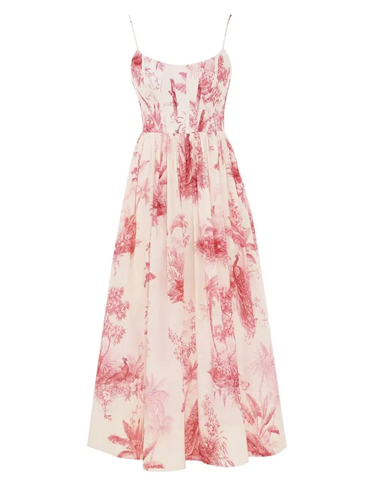 Zimmermann The Waverly Corset Midi Dress in Pink Palm Size 2 / Au 12 - Image 4