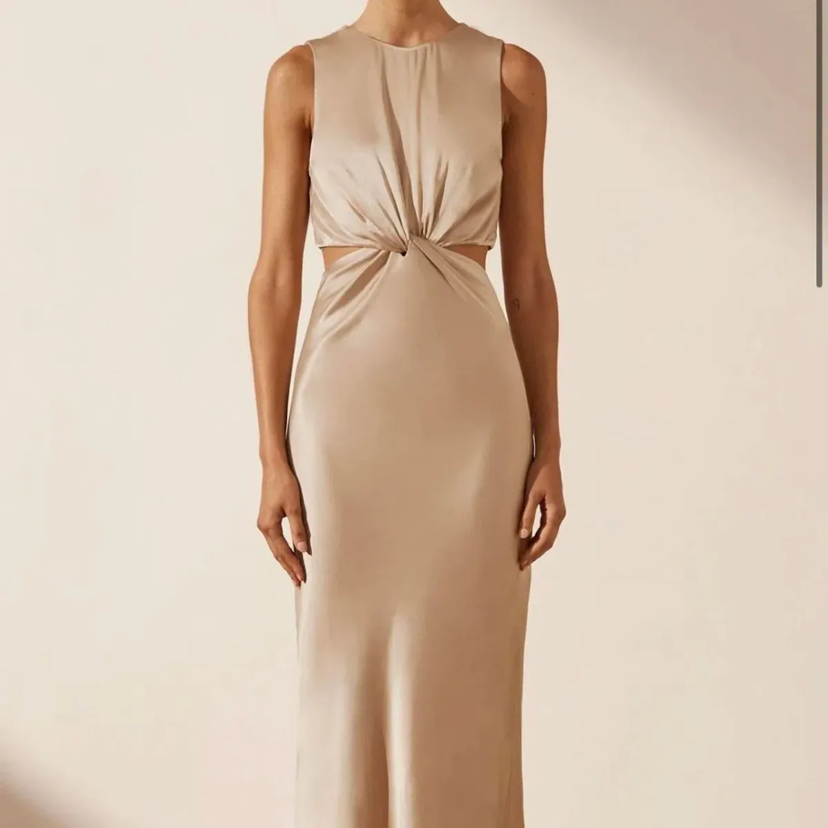 Shona Joy - La Lune Twist Front Sleeveless Midi Dress - Gold - Image 1