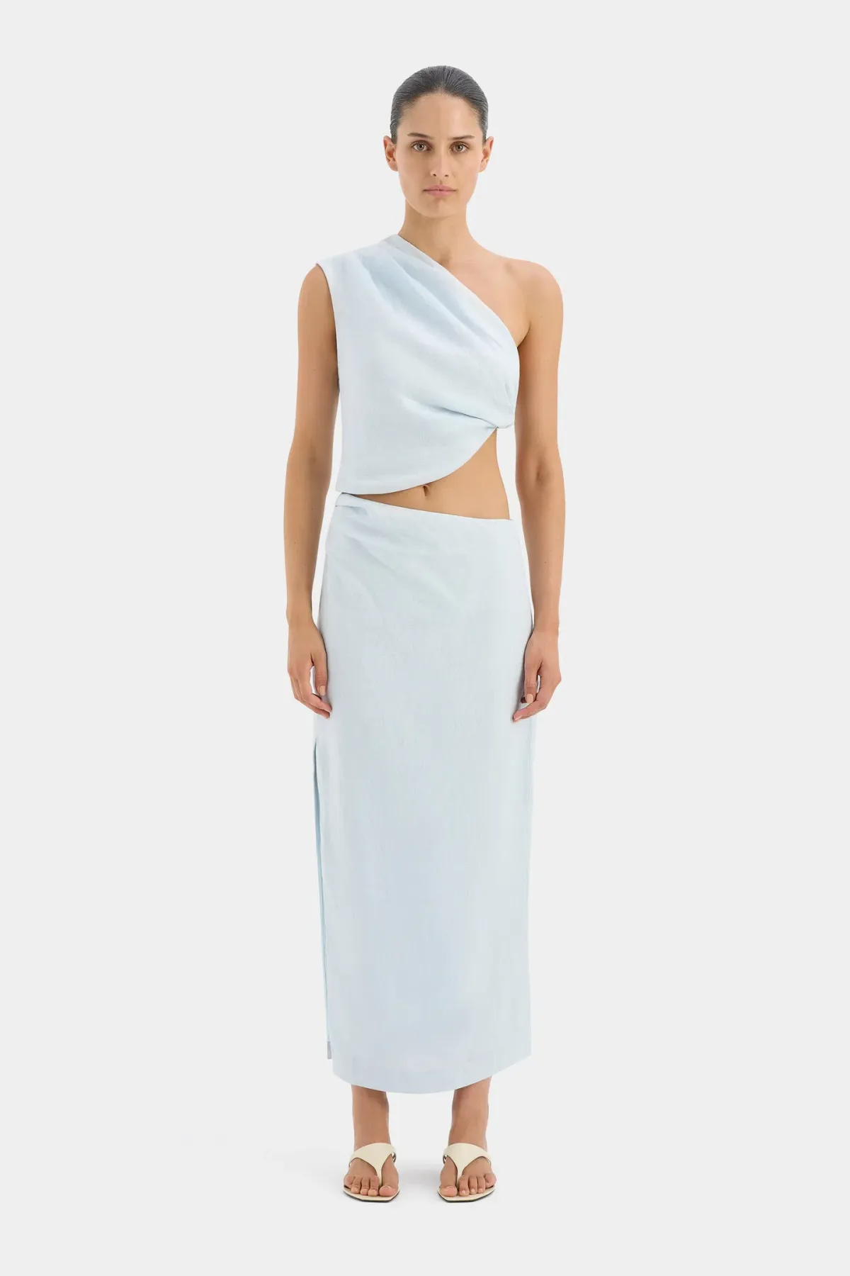 Sir The Label Iris Knot Top and Asymmetric Midi Skirt Set Light Blue Size 0 / AU 6 - Image 1
