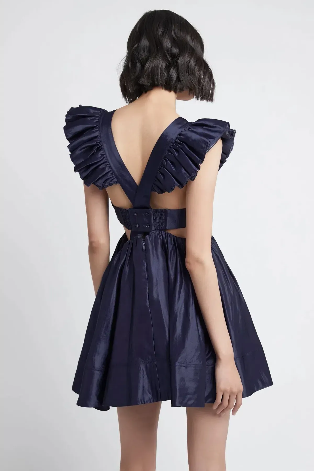 Aje Revitalise Frill Mini Dress Washed Indigo Size XS / AU 6 - Image 3