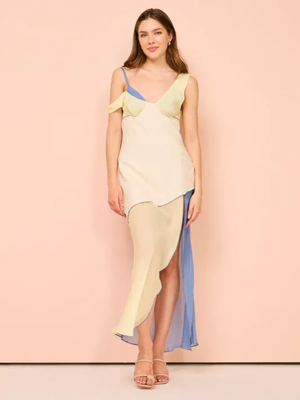 Sir The Label Thames Splice Midi Dress Ecru Multi Size 2 / AU 10  - Image 4