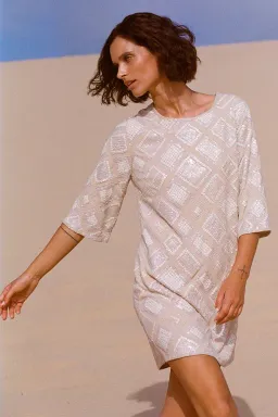 Spell Light of Moon Sequin Tunic Dress Cream Size XS/Au 8 for rent on The Volte - image 2