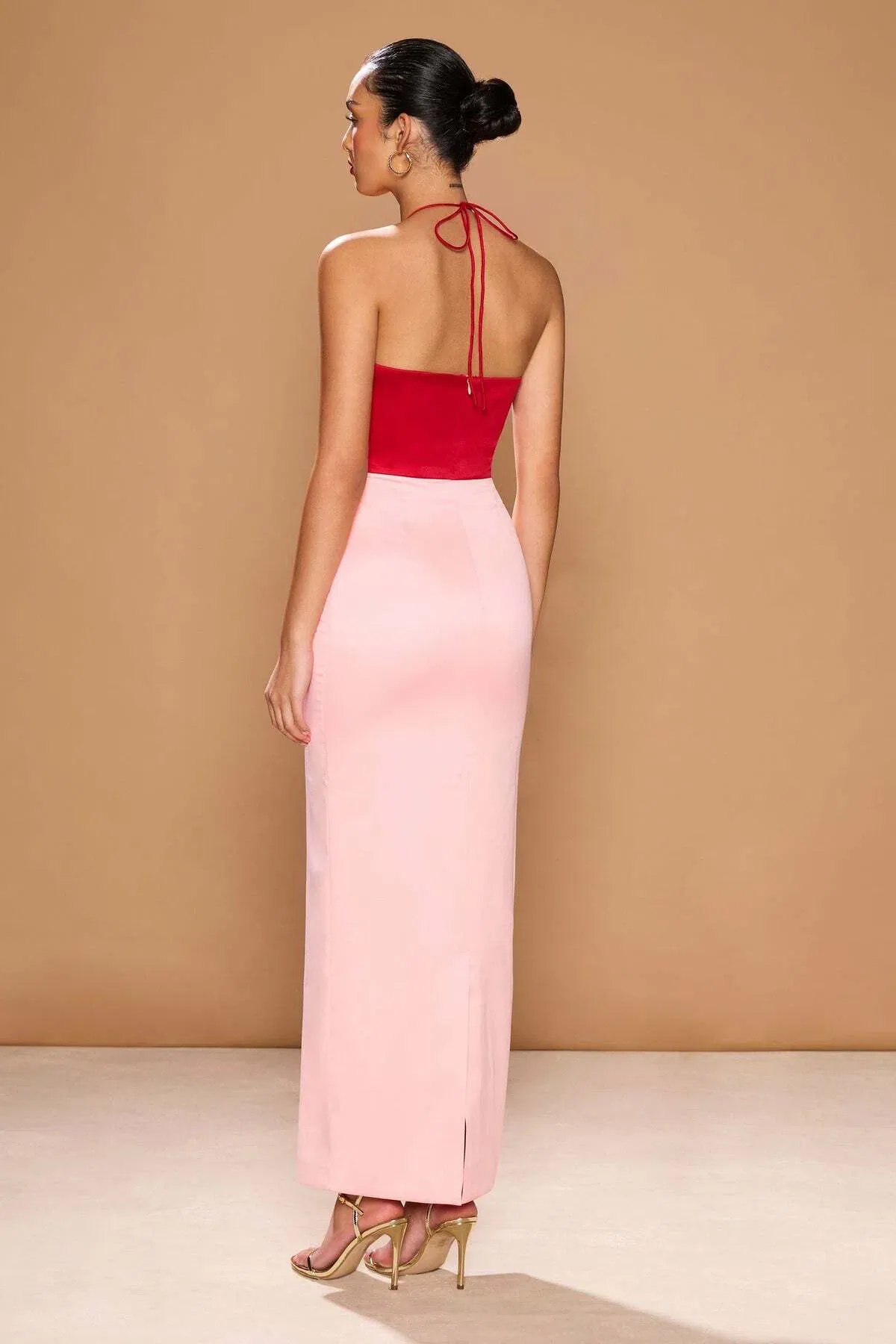 Sonya Moda Siena Spliced Midi Dress Red/Pink Size 10 - Image 2