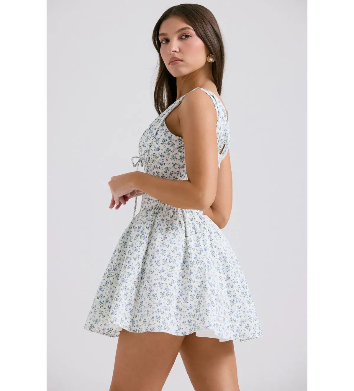 House of CB Fabrizia Corset Mini Dress White Bluebell Print Size XS/Au 6 - Image 2