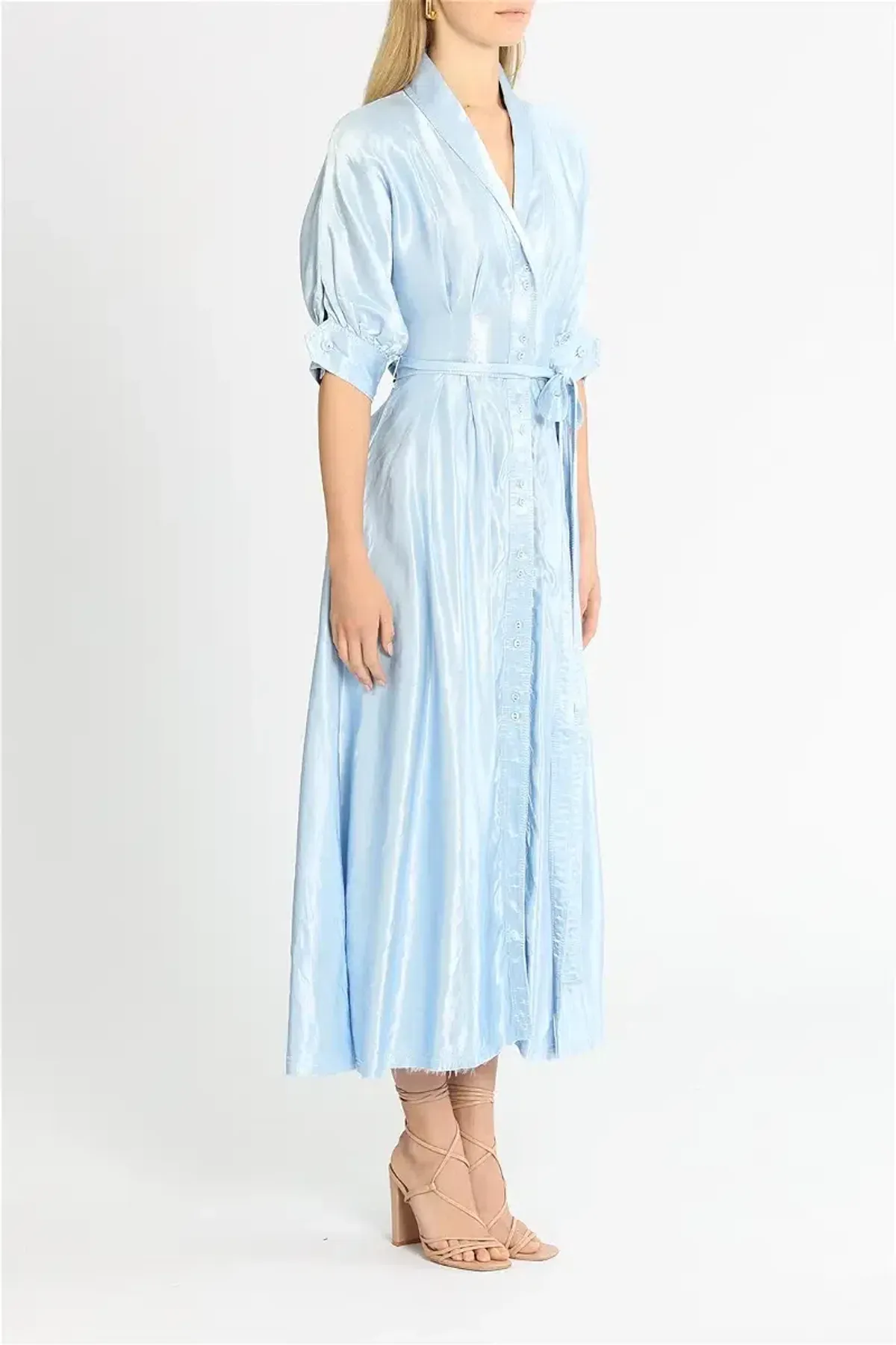 AJE Cosmos Hudson Midi Dress - SHINY SKY BLUE SIZE 14 - Image 4