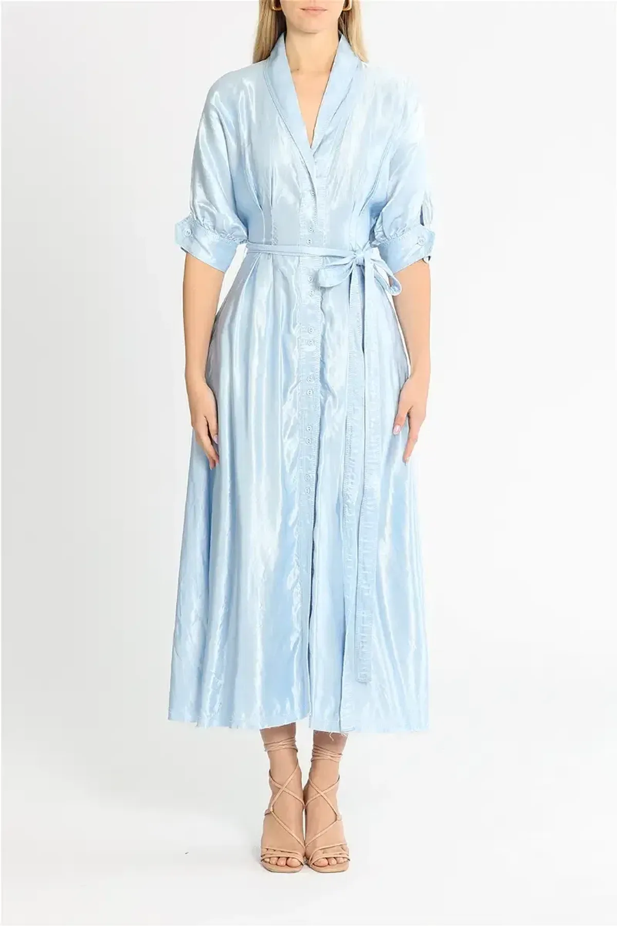 AJE Cosmos Hudson Midi Dress - SHINY SKY BLUE SIZE 14 - Image 3