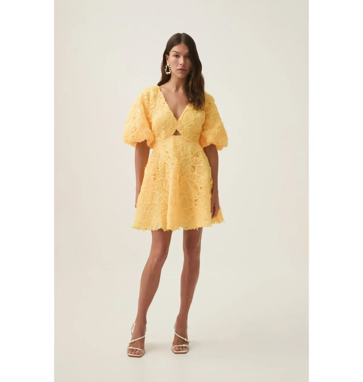 Aje Florential Mini Swing Dress Soft Yellow Size AU 8 - Image 1