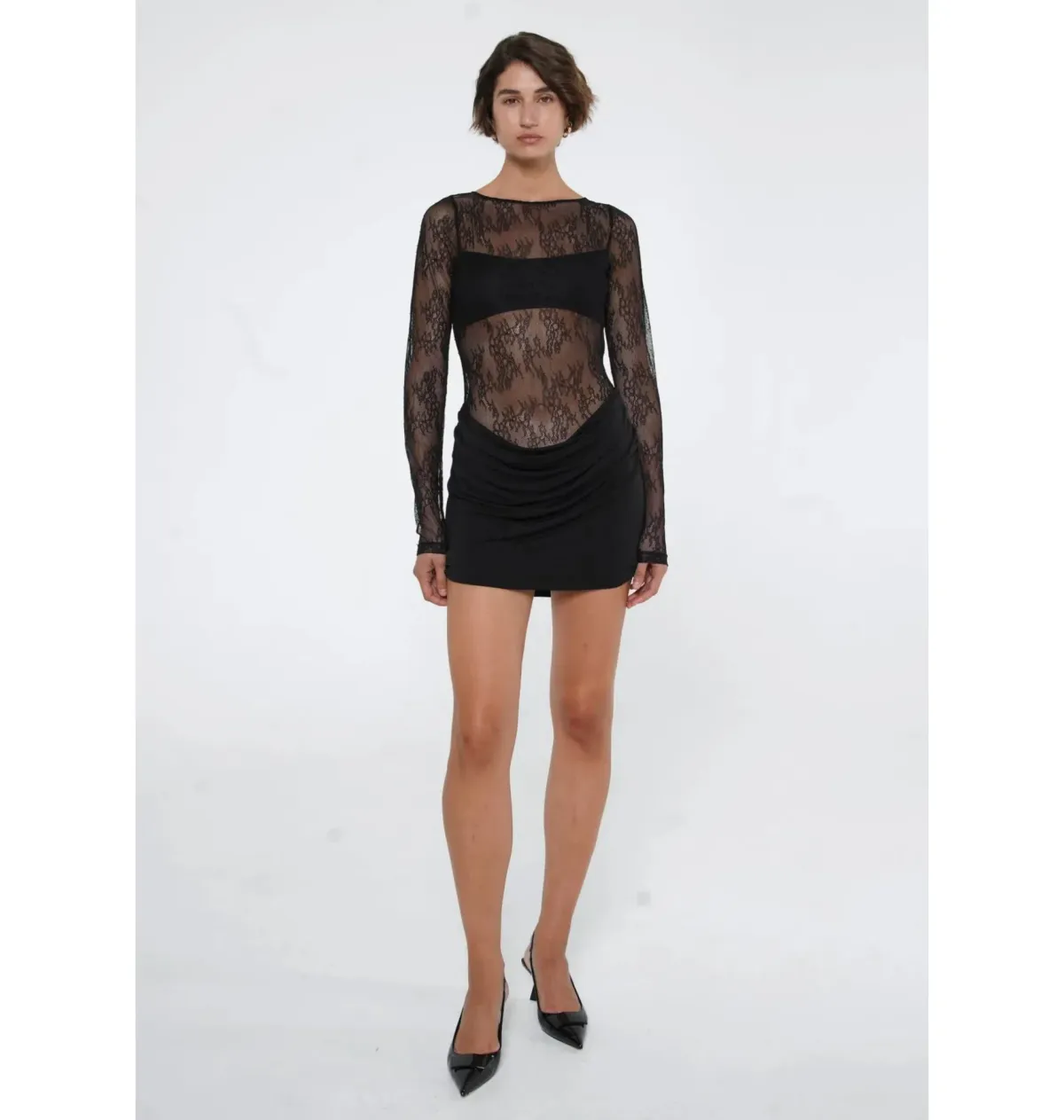 Benni Yana Lace Mini Dress Black Size AU 6 - Image 1