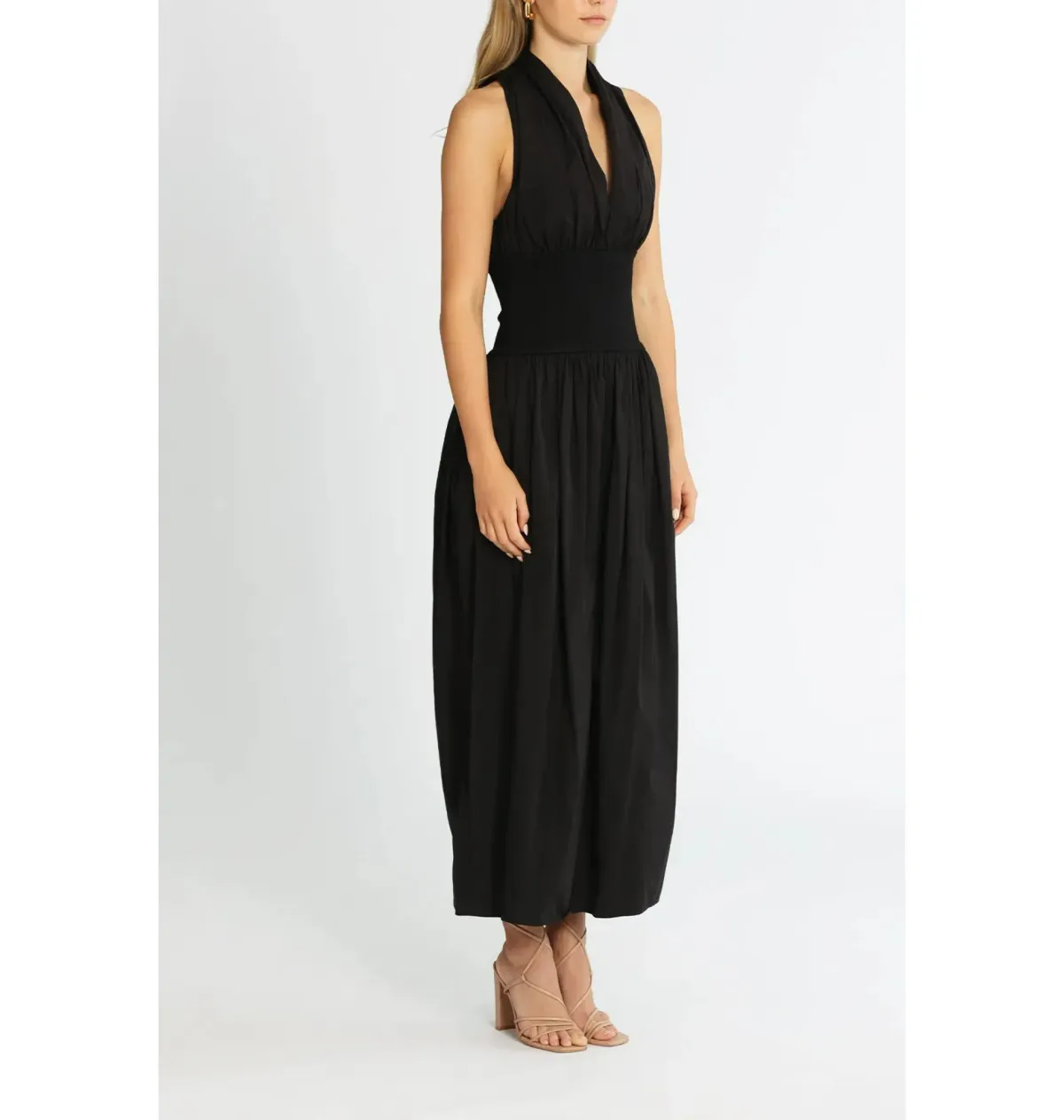 Esse Studios Folded Cotton Rib Dress Black Size AU 6 - Image 2