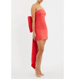 Rebecca Vallance Bon Ami Strapless Bow Mini Dress in Coral/Pink Size AU 10  for rent on The Volte - image 2